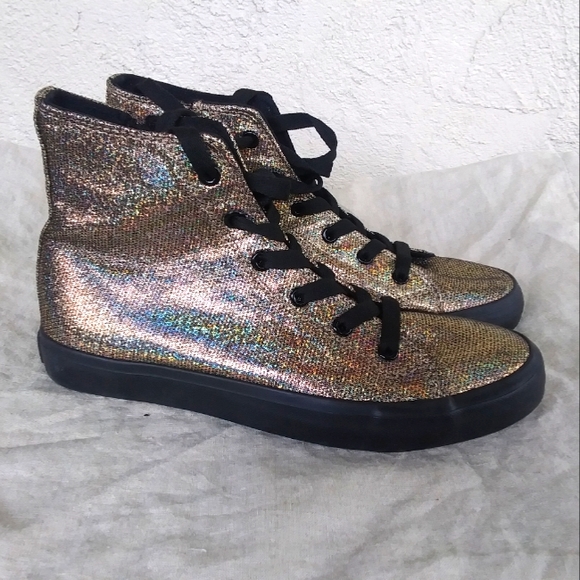Gotta Flurt Shoes - Gotta Flurt Gold Disco Sneakers